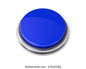 Blue Button Isolated. 3D Rendering