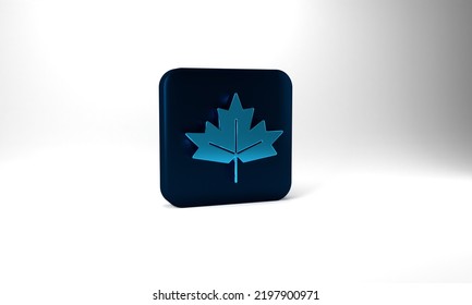 Blue Canadian Maple Leaf Icon Isolated On Grey Background. Canada Symbol Maple Leaf. Blue Square Button. 3d Illustration 3D Render.