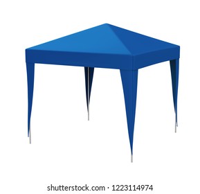 Blue Canopy Tent Isolated. 3D Rendering