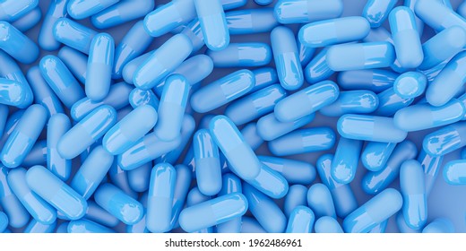 Blue Capsules Medical Pharma Pills 3d Render Illustration