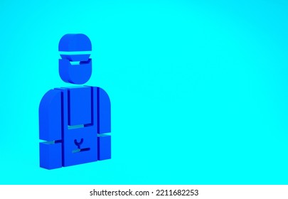 Blue Car Mechanic Icon Isolated On Blue Background. Car Repair And Service. Minimalism Concept. 3d Illustration 3D Render.