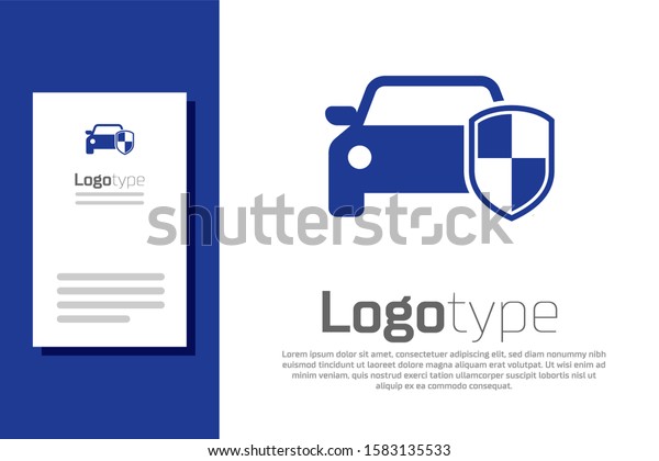 Blue Car protection\
or insurance icon isolated on white background. Protect car guard\
shield. Safety badge vehicle icon. Security auto label. Logo design\
template element. 