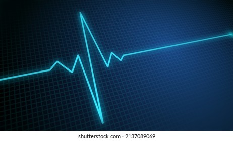 Blue Cardiogram Or Heartbeat Line In High Resolution. EKG ECG Screen. Electrocardiogram.