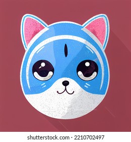 Blue Cat Avatar Illustration In Style Of Chibi Anime Manga