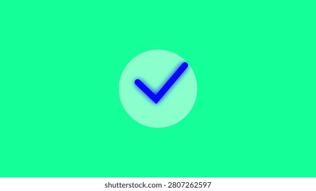 Blue Check Mark Inside Light Green Circle on Bright Green Backgr