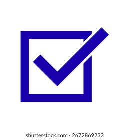 A blue checkmark inside a blue square, symbolizing completion or approval.