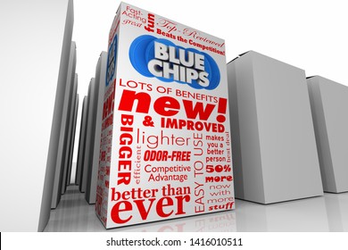 Blue Chips Top Goals Priorities New Product Box Unique Choice 3d Illustration