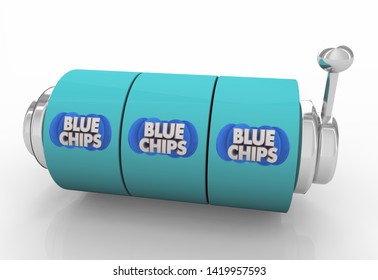 Blue Chips Top Goals Priorities Slot Machine Spin Wheels Gamble Bet 3d Illustration