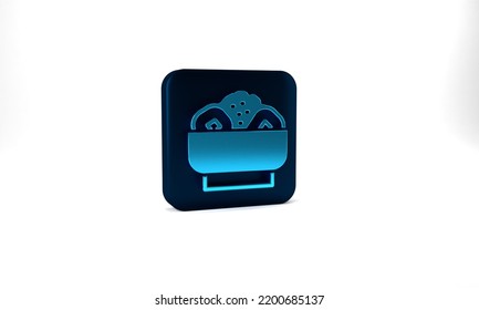 Blue Chow Mein On Plate Icon Isolated On Grey Background. Asian Food. Blue Square Button. 3d Illustration 3D Render.