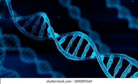 Blue chromosome DNA and gradually glowing flicker light matter chemical when camera moving closeup. Medical and Heredity genetic health concept. Technology science. 3D illustration rendering - Powered by Shutterstock