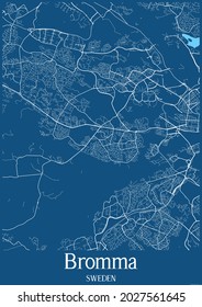 Blue City Map Of Bromma Sweden