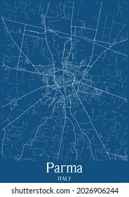 Blue City Map Of Parma Italy