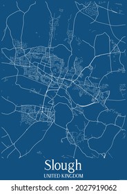 Blue City Map Of Slough United Kingdom