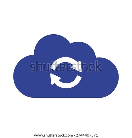 A blue cloud icon with a white circular arrow in the center, symbolizing cloud data synchronization or cloud computing processes.