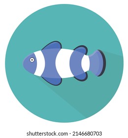 Blue Clown Fish In The Middle Of Cyan Circle 