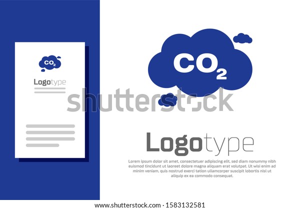 Blue CO2\
emissions in cloud icon isolated on white background. Carbon\
dioxide formula symbol, smog pollution concept, environment\
concept. Logo design template element.\
