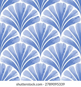 Blue coastal palm seamless pattern design. 