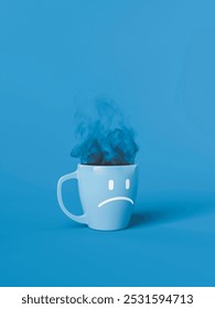 Taza café azul con