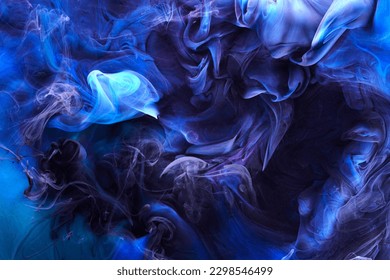 Blue color abstract smoke background. Mix alcohol ink, creative liquid art mock-up with copy space. Acrylic paint waves underwater - Powered by Shutterstock