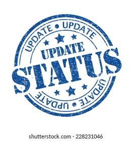 Blue Color Update Status Rubber Stamp