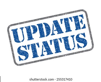 Blue Color Update Status Rubber Stamp