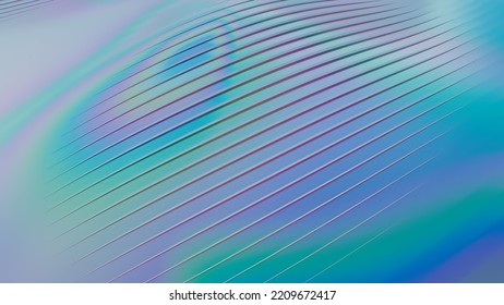 Blue Colorful Abstraction Stripes With Thin Film Effect. 3d Rendering Image