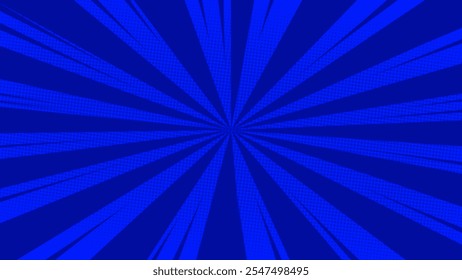 Blue Comic Book Burst Background - Dynamic blue radial burst background in classic comic book style. Perfect for graphic design, pop art projects, and superhero themes - Powered by Shutterstock