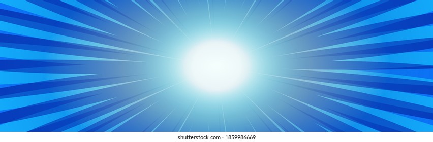 Blue Comic Zoom With Lines And Sun Glow - Illustration