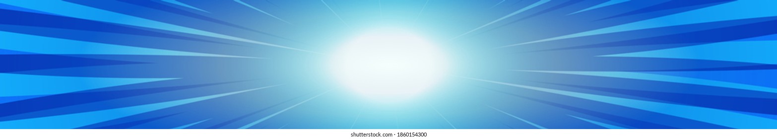 Blue Comic Zoom With Lines And Sun Glow - Illustration