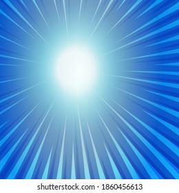 Blue Comic Zoom With Lines And Sun Glow - Illustration