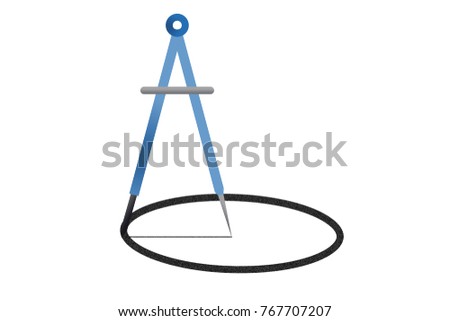 Blue compass making a circle.