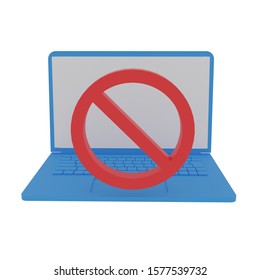 Blue Computer Use Prohibited 3dcg Stock Illustration 1577539732