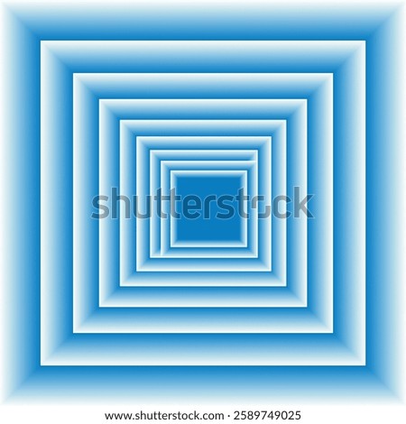 A blue concentric square pattern object with a gradient effect that gives the illusion of depth. Each square gets smaller towards the center, creating a visual effect like a tunnel or hallway.