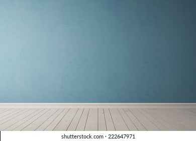 Blue concrete wall in an empty room as background