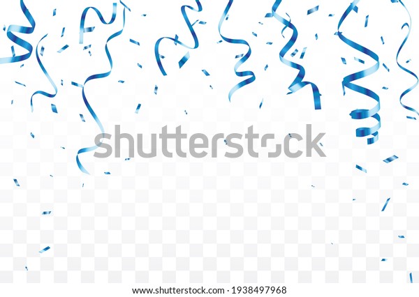 Blue Confetti Ribbon Isolated On Transparent Stock Illustration ...