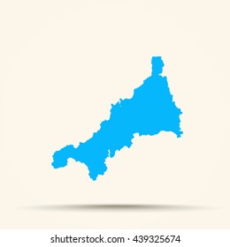 Blue Cornwall Map Illustration



