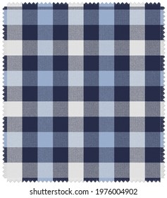 Blue Cotton Poplin Check Seamless