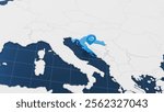 Blue Croatia 3d map with pointer pin surrounded with other countries in white. Europe political map with borders. 3d render illustration. 3D Illustration