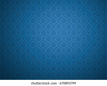 Blue damask wallpaper and