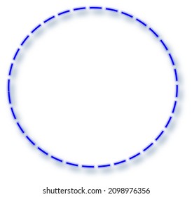 Blue Dashed Circle On White Background. Space For Text And Picture. 