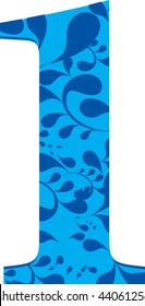 Blue Decorative Number One Illustration Stock Illustration 44061256 ...