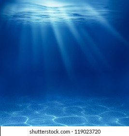 Blue Deep Sea Or Ocean Underwater Background