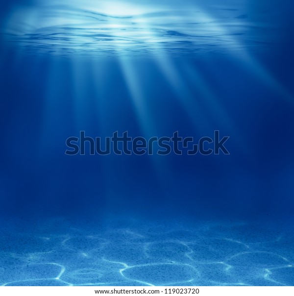 蓝色深海或海洋水下背景库存插图