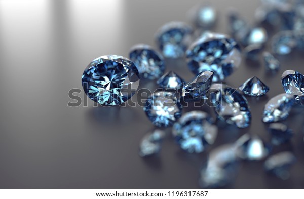 黒い背景に青いダイヤモンド 3dイラスト のイラスト素材