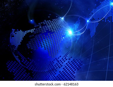 Blue Digital Background Global Internet Concept Stock Illustration ...