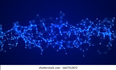 Blue digital background. Network connection structure on blue background. 3D rendering.