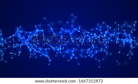 Blue digital background. Network connection structure on blue background. 3D rendering.
