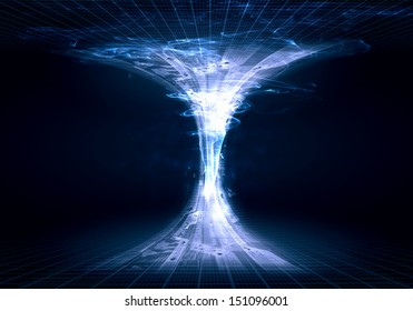 Blue Digital Funnel Against Dark Background. Technology Concept