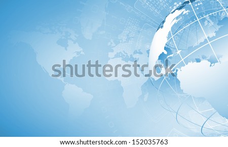 Blue digital image of globe. Background image