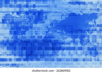 Blue Digital World Background. Abstract Digital Technology Background Illustration.